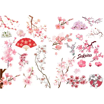 

1 PCS Pink Sakura Cherry Blossoms Decor Kawaii Aesthetic Stickers Scrapbooking Cute Logo Staionery Back to School Supplies