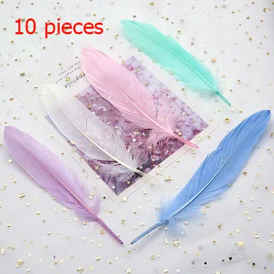 10 pcs Macron Mix Пуховые перья многоцветный Шлейф 14-20 см перо отделка для рукоделия свадебное платье Вечерние DIY украшения аксессуары 50 шт - Цвет: 10 pcs Macron Mix