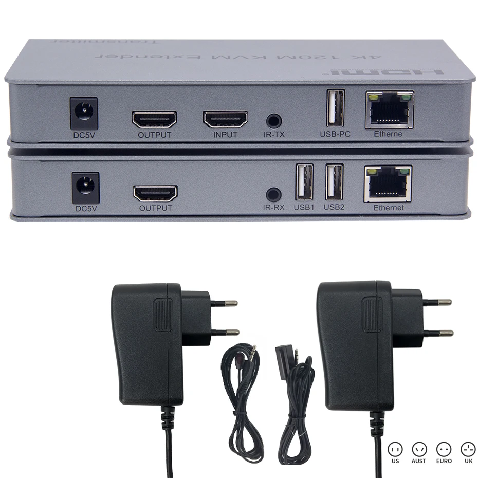 4K HDMI KVM удлинитель USB мышь/клавиатура удлинитель 120M Cat/RJ45/LAN/UTP сетевой кабель, ИК-управление, TX/RX 3,5 мм R/L аудиовыход