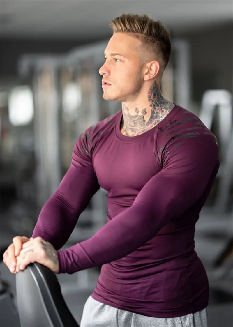 New Long Sleeve Compression Shirt Men Dry Fit Running T-shirts Workout Training Tees Gym Sport T Shirt Men Muscle Jogging Tops