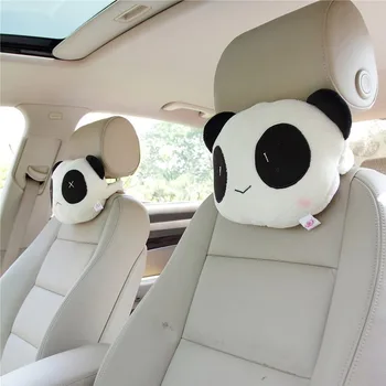 1Pc 2 sztuk Cartoon poduszka pod szyję do samochodu śliczne Panda zagłówek szyi wsparcie poduszka pod kark zagłówek kości pokrycie siedzenia akcesoria samochodowe tanie i dobre opinie Q720 Plush Headrest Car Pillow Sztuczne Pluszowe Włókien syntetycznych CN (pochodzenie)