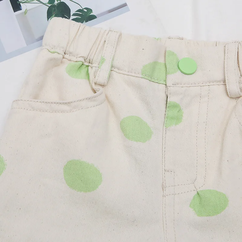 Girls Lower Apron Summer New Style Korean-style Solid Color Dotted Casual High-waisted Trend Baby GIRL'S Shorts Ym039