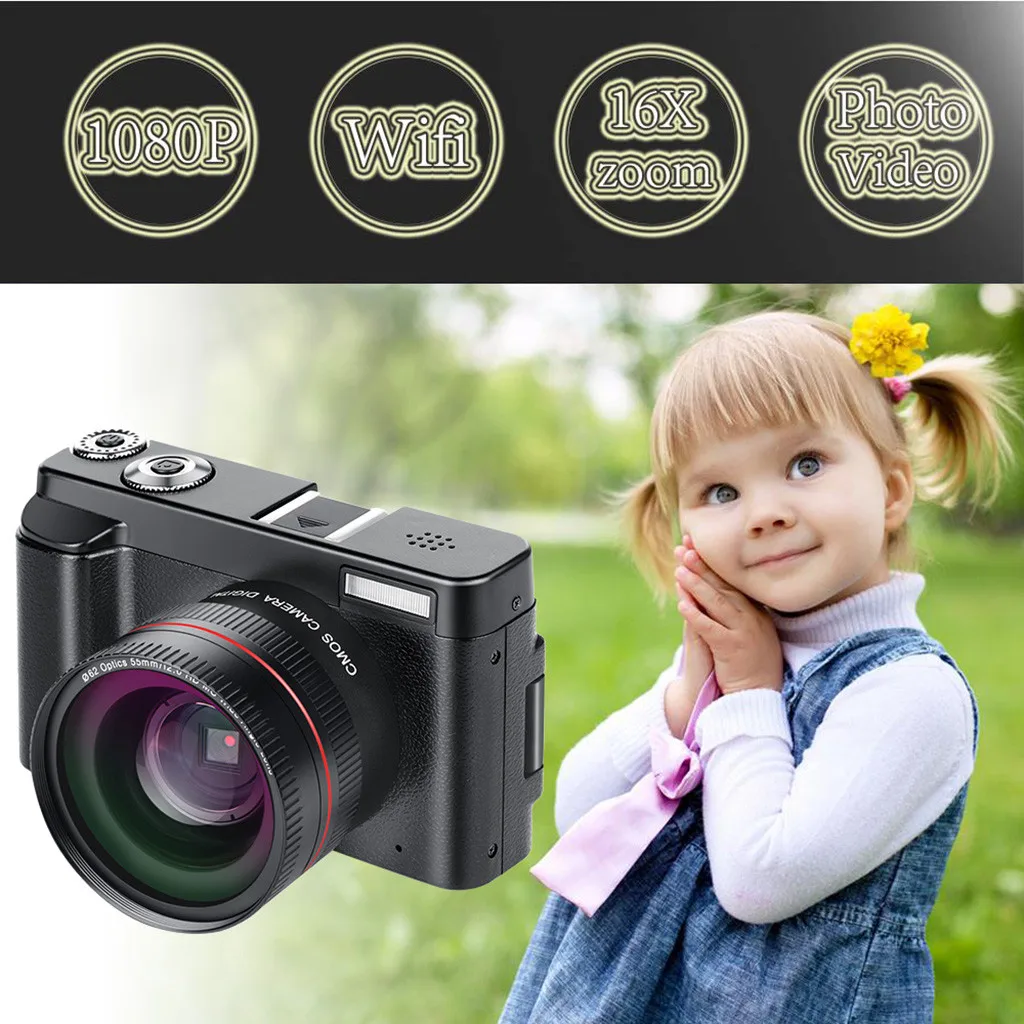 Цифровая камера Vlogging камера видеокамера 24MP Full HD WiFi камера 3,0 дюймов 180 градусов вращение флип-экран Камера 16X цифровая