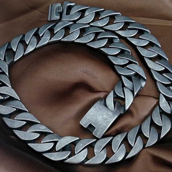 Top quality 316L stainless steel Retro curb 24mm solid heavy long chain necklace jewelry N414