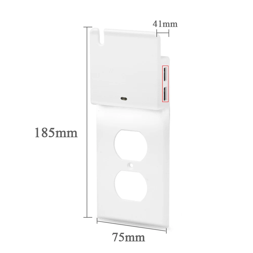 Electrical Socket Panel Phone Holder Dual Home Wall Charger Power White Outlet USB Port Led Night Light Adapter Plastic