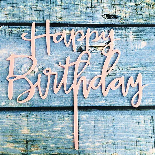 New Arrivals Rose Gold Acrylic Happy Birthday Cake Topper Kids Favors Children Gifts Cake Decoration Decorating Party Supplies black