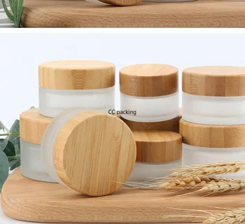 

5g 15g 50g 100g Mask Cream Empty container Multifunctional Personal Care Cbd Food Storage Glass Canister Jars With Bamboo Lids