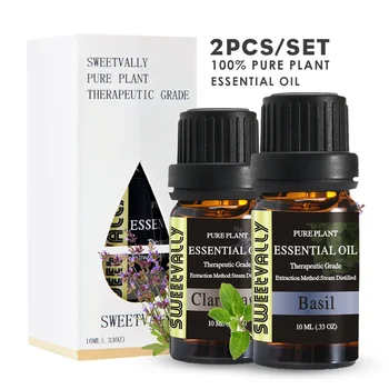 

2pcs 10ML Basil Clary Sage Improve Sleep Quality Essential Oils Anti-stress Soothe Emotion Aroma Diffuser Oil