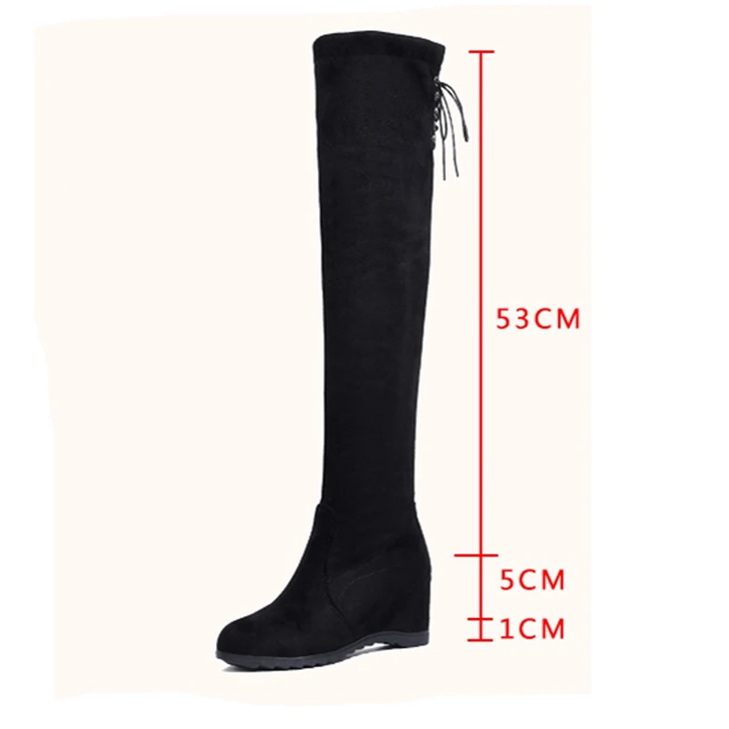 Botas mujer invierno/ г. Большие размеры, Сапоги выше колена Женская эластичная обувь на платформе зимние сапоги, Прямая поставка 9#4