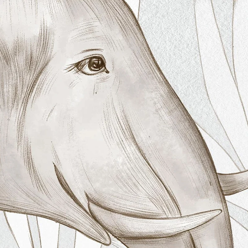 Custom Self-Adhesive Mural Wallpaper Modern Ins Plant Elephant Deer 3D Cartoon Children's Bedroom Background Wall Sticker Decor