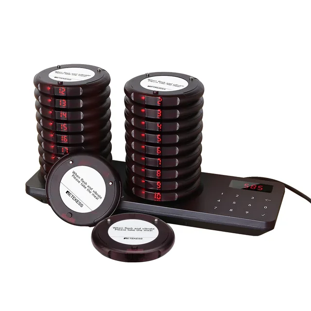 Retekess TD163 Restaurant pager wireless calling system 20 coaster buzzer  vibrator bell receiver beeper for food truck cafe bar - HICOM Wireless  Calling Systems