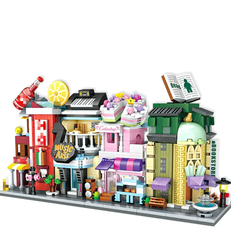 

Mini Bricks City View Scene Mini Street Model Building Block Toys Gaming Room Candy Shop Toy Store Architecture Children DIY