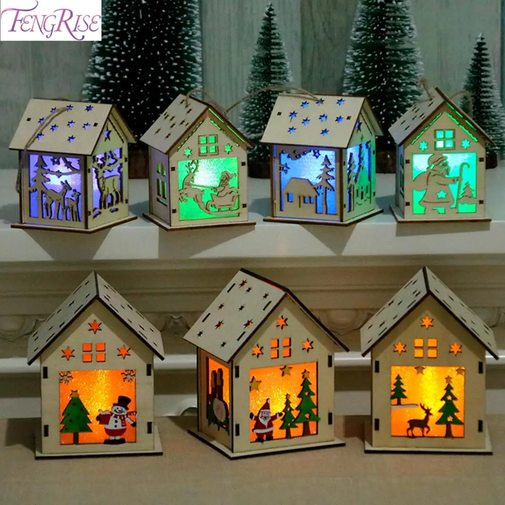 

Led Light Wood House Christmas Tree Decorations For Home Hanging Ornaments Christmas Gift Natal Noel Navidad 2019 New Year 2020