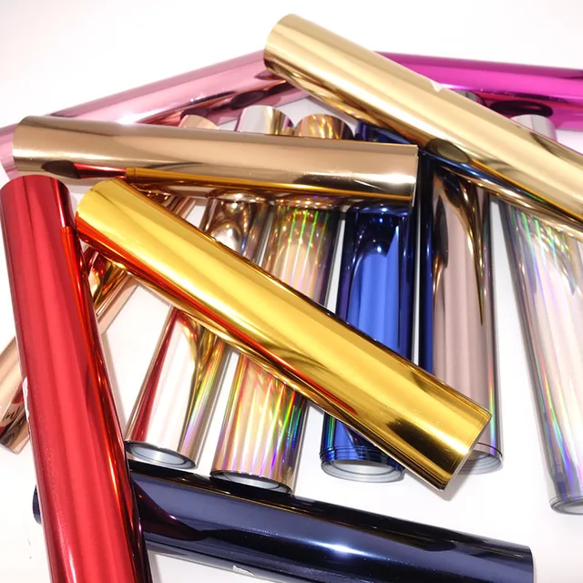 Sell By Rolls 50CM/20Inch Soft Metallic Heat Transfer Vinyl Hologram Laser Elastic PU Chrome Tshirt Iron On HTV Film