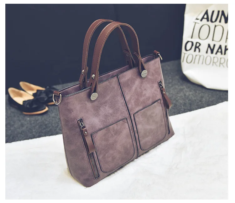 

2018 Europe And America New Style Solid Color Large Bag Handbag WOMEN'S Bag Boutique