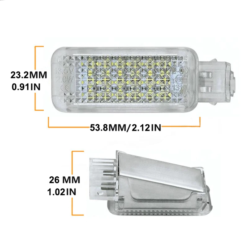 2Pcs LED Courtesy Footwell Trunk Light Golvebox Car Door Lamps For Porsche 987 9