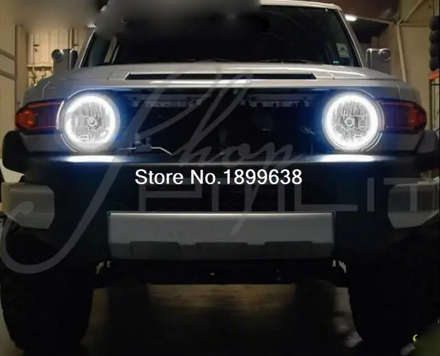 2 шт. супер яркий 7 цветов RGB светодиодный ангельские глазки для Toyota FJ Cruiser 07-14 светодиодный фонарь Halo angel Demon eyes Rings