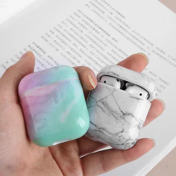 

New Coming Hard PC Protective Case Cover Luxury Dust Guard Bag Shell Marble Pattern For Apple AirPods 1 2 Charging Box Bag Shell