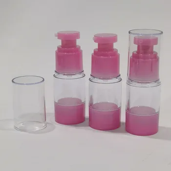 

24 x Portable Small Plastic Vacuum Shampoo Containers Pink Pump 15cc 1/2oz Clear Mini Lotion Pump Airless Bottle Packaging