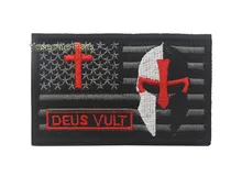 Parches militares de la bandera de los Estados Unidos para mochila, parche militar táctico de la Cruz Roja, de los caballeros templarios