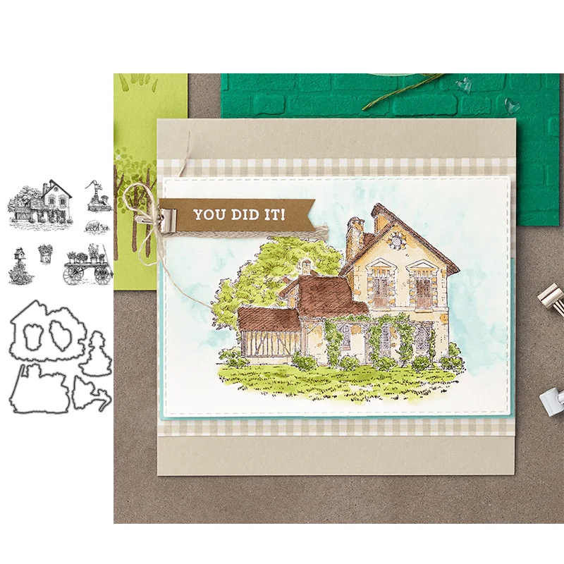 

JC Rubber Stamps and Cutting Die for Scrapbooking House Forest Craft Stencil Card Make Album Sheet Decoration 2020 New Die Cut