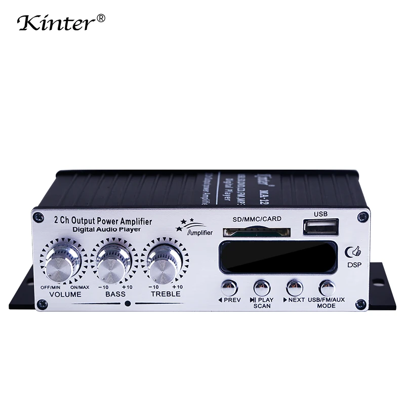 Kinter MA-120BT Hi-Fi усилители аудио 2,0 каналов Поддержка USB SD вход FM радио Воспроизведение стерео звук для динамика DC12V автомобиля