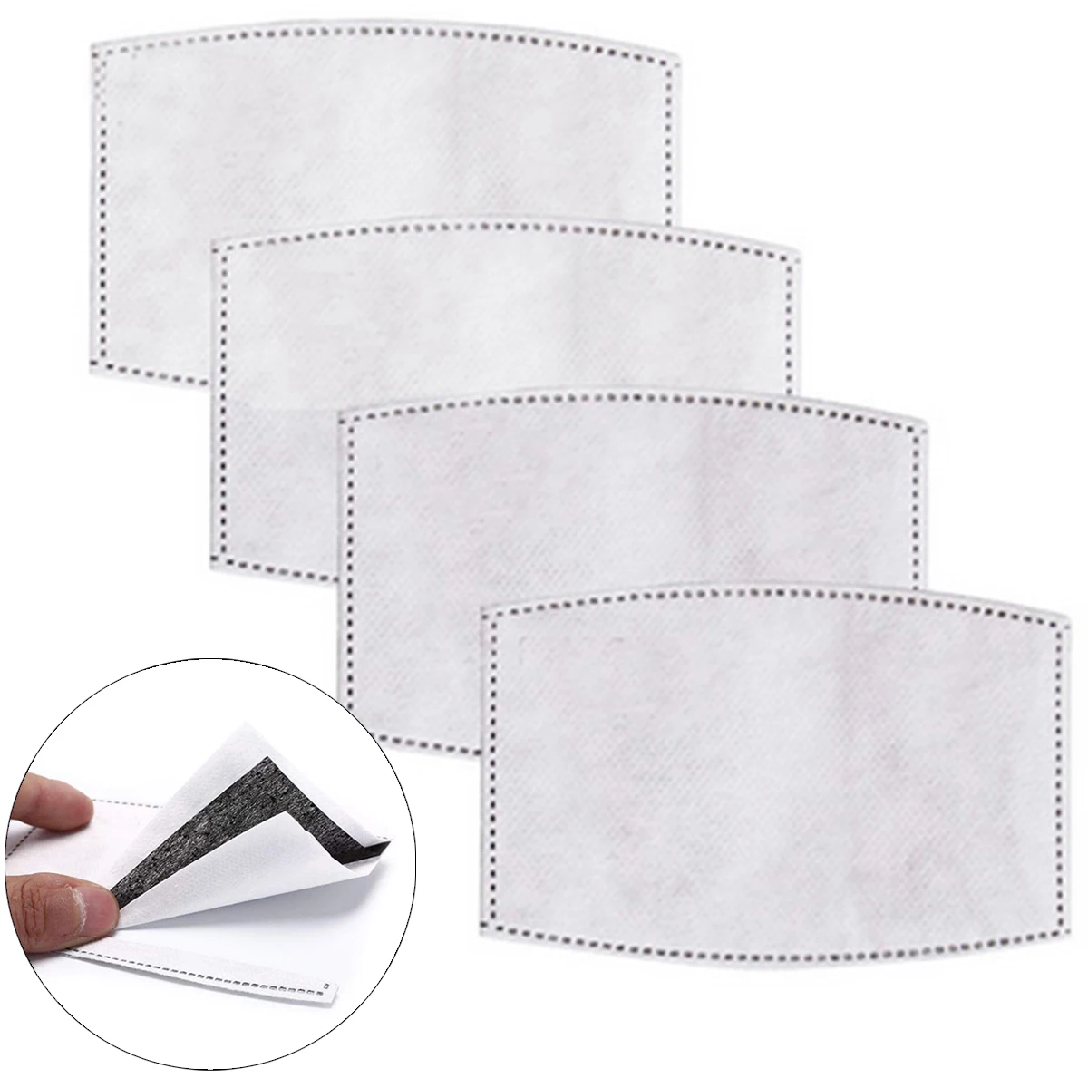 

10pcs Filter Replaceable Dust-Proof Anti-Smog Filter Paper Activated Carbon Cloth Filters For Most Mouth Mask White