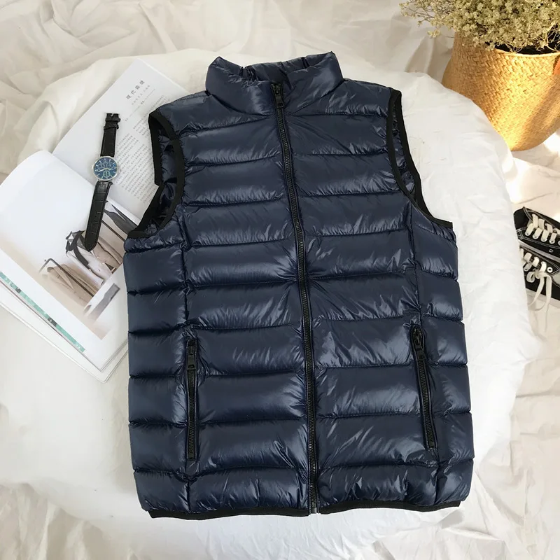 Dark blue Autumn Winter Men's Fashion Sleeveless Warm Vest Jacket Men Casual Waistcoat Outerwear Cotton-Padded Vest Coat Male 4XL 5XL - Цвет: Dark blue