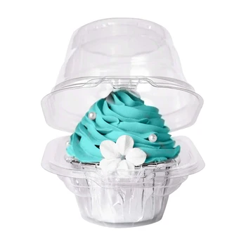 

50pcs Cupcake Pod Transparent Clear Plastic Cupcake Muffin Case Pods Cup Domes Boxes Holder Baking Cup Tray Case Kitchen