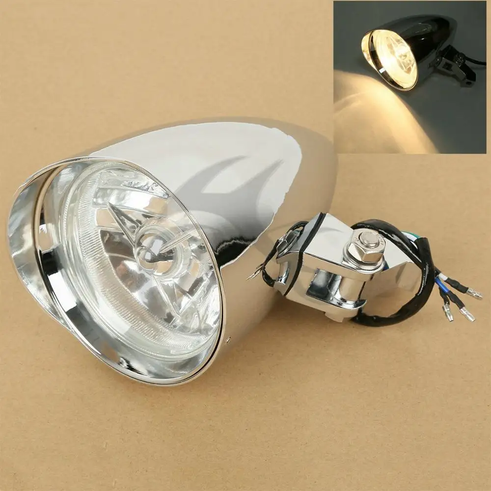 

Motorcycle Chrome Bullet Tri Bar 4.5" Headlight For Harley Bobber Chopper Cruiser Custom Sportster Dyna Softail