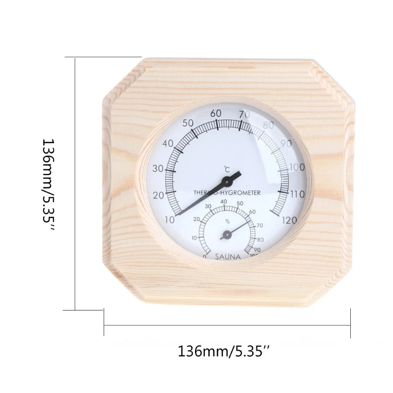 Drop Ship Sauna Room Wood Thermometer Hygrometer Hygrothermograph Temperature Instrument