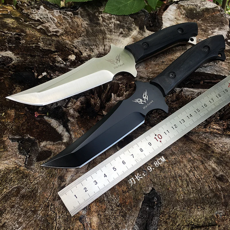 

Hysenss Fixed Blade Knife Wood Handle Outdoor Survival Rescue Tools Tactical Hunting Knives Combat Wilderness Knife