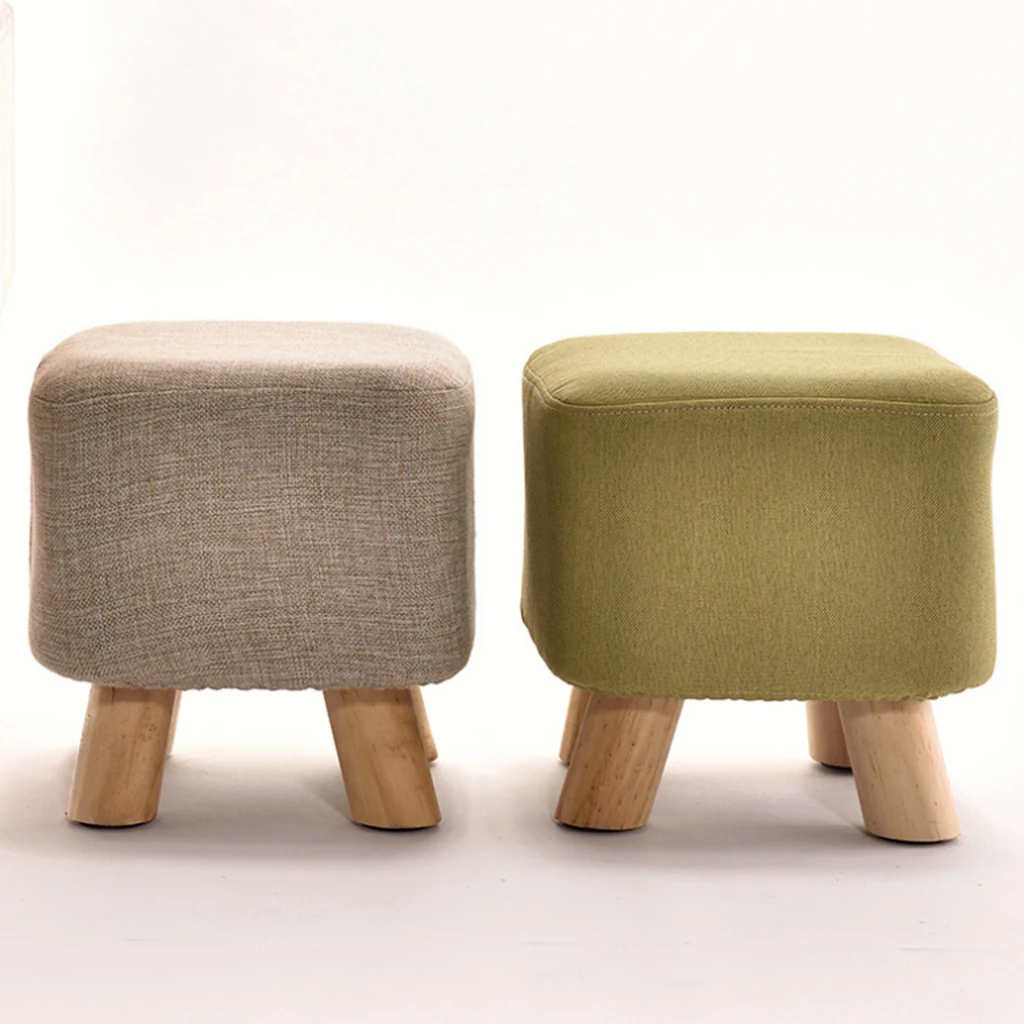 Linen Cotton Ottoman Cover Square Stool Covers Slipcover for Footstool Decor, 8 Colors choice