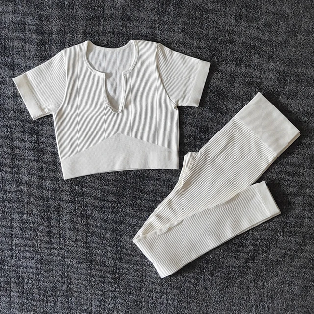 2/4/6PCS Seamless Women Yoga Set Workout Sportswear Fitness Bra Sport Pants Gym Clothing High Waist Leggings Shorts Sports Suits White