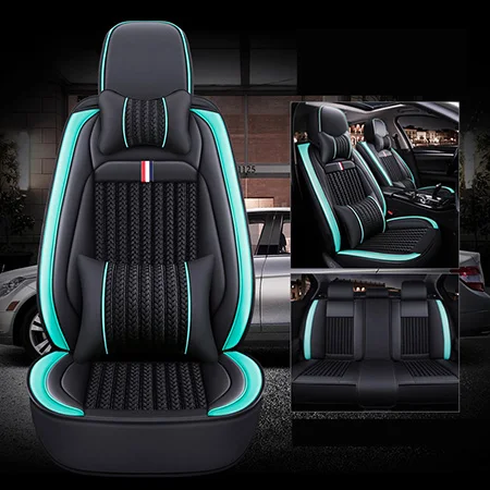 Front+Rear) 5 seat covers auto For Chevrolet blazer caprice captiva cobalt colorado cruze epica equinox of - Название цвета: Black blue Luxury