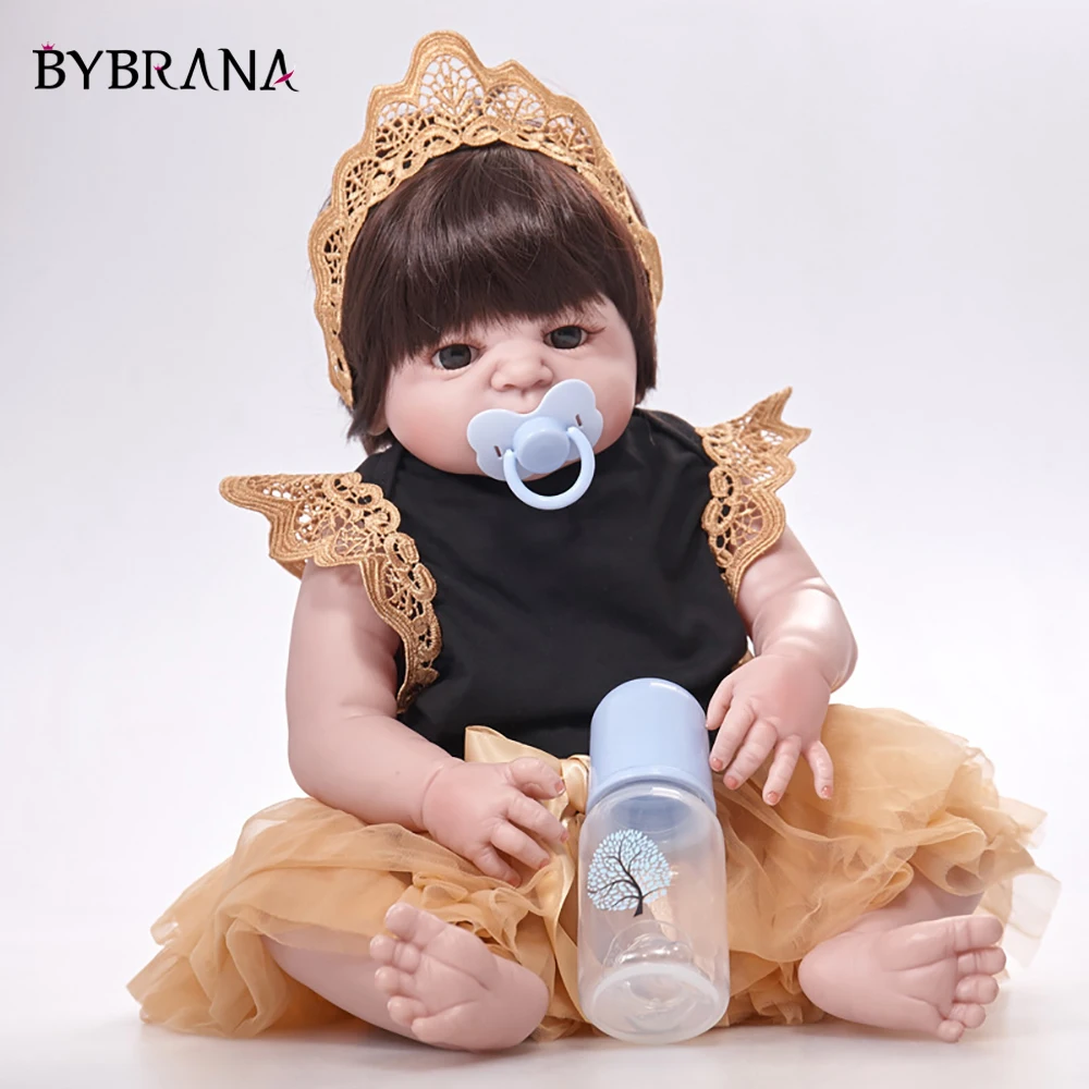 Полностью силиконовая виниловая Реалистичная кукла Reborn Девочка Младенцы Куклы 23 дюймов 58 см реалистичные принцесса детские игрушки подарок на день рождения