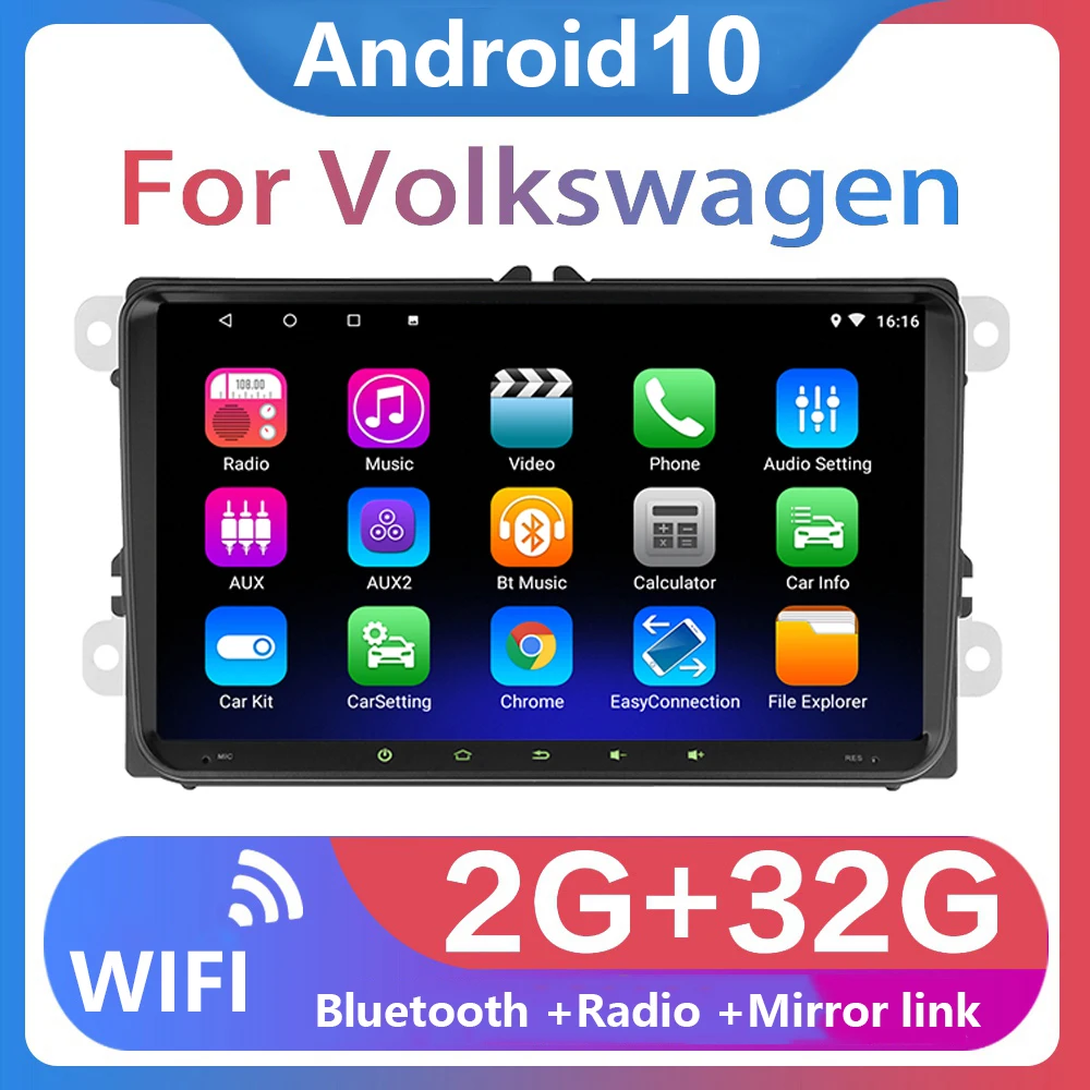 2+32G Car Radio GPS Autoradio 9inch 2din Android 10 car multimedia Player for VW Volkswagen SEAT LEON CUPRA Skoda Passat b5 b6 | Автомобили