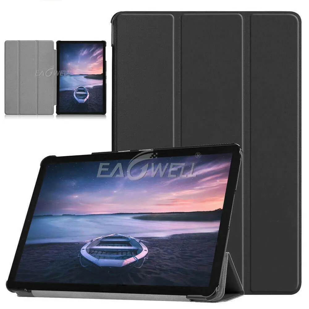 Black Чехол-книжка из искусственной кожи с подставкой для Samsung Galaxy Tab A 10,5 дюймов SM-T590 T595 T597 чехол с тремя сложениями для автоматического сна смарт-чехол - Цвет: Black