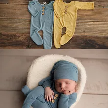Реквизит для фотосъемки новорожденных; Детский костюм; наряд+ шляпа; мягкий милый комбинезон для фотосъемки; реквизит для детской фотосъемки с реальным фото