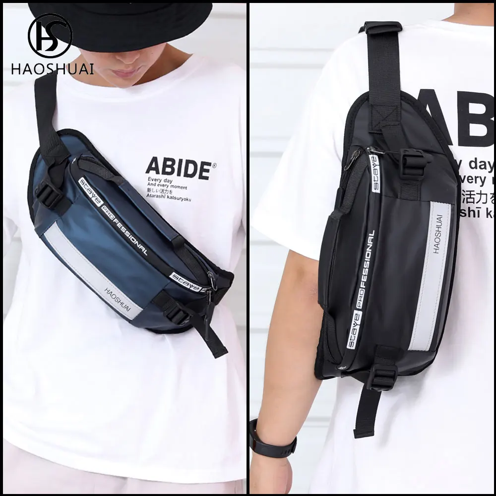 Haoshuai Waist Packs Bag Men Casual Waist Bag Belt Zipper Bag Pochete Masculina Marsupio Donna Bum Bag