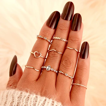 

Bohemian Vintage Gold Crescent Geometric Joint Midi Ring Set For 2020 Women Fashion Crystal Finger Ring Jewelry Party Gifts