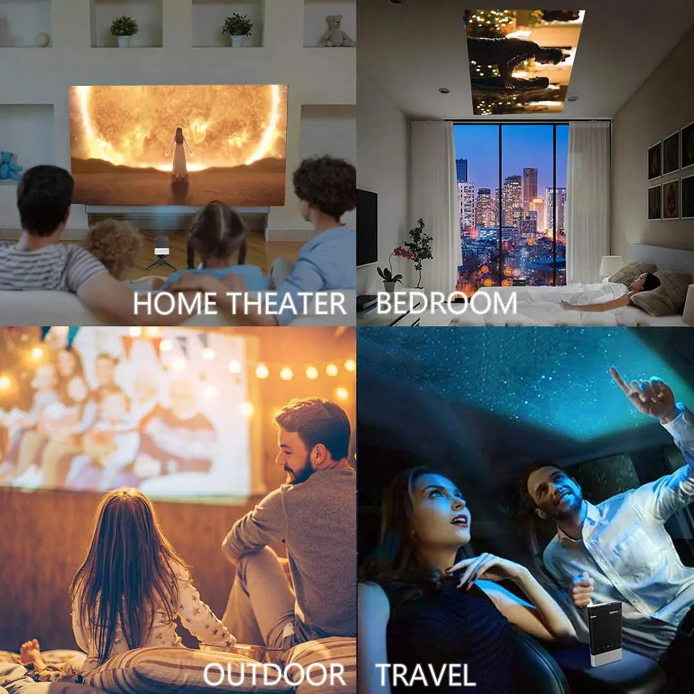 

Portable Projector HD 1080P DLP LED Chargeable Mobile Beamer for Home Office OC-shipping