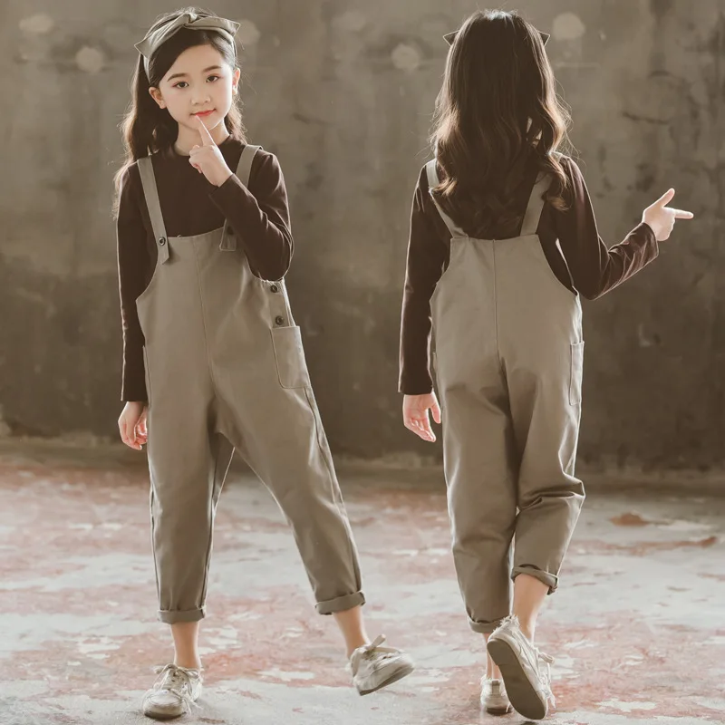 

Girls' Overalls Set 2019 Spring And Autumn New Style Casual Western Style CHILDREN'S Trousers Middle And Large CHILDREN'S Trouse