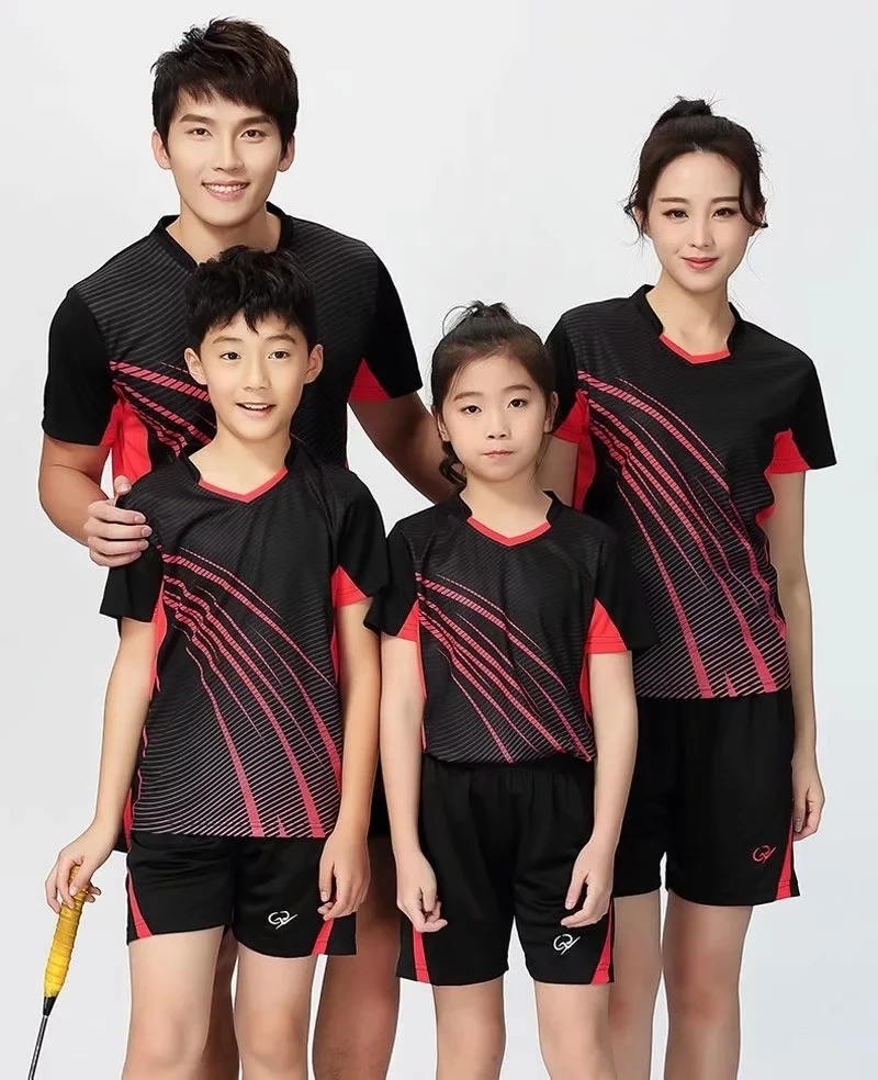 Дети Спорт, бадминтон Костюмы комплект быстросохнущие рубашки и шорты удобные с короткими рукавами Настольный теннис футболка для Для мужчин Для женщин L995SHC