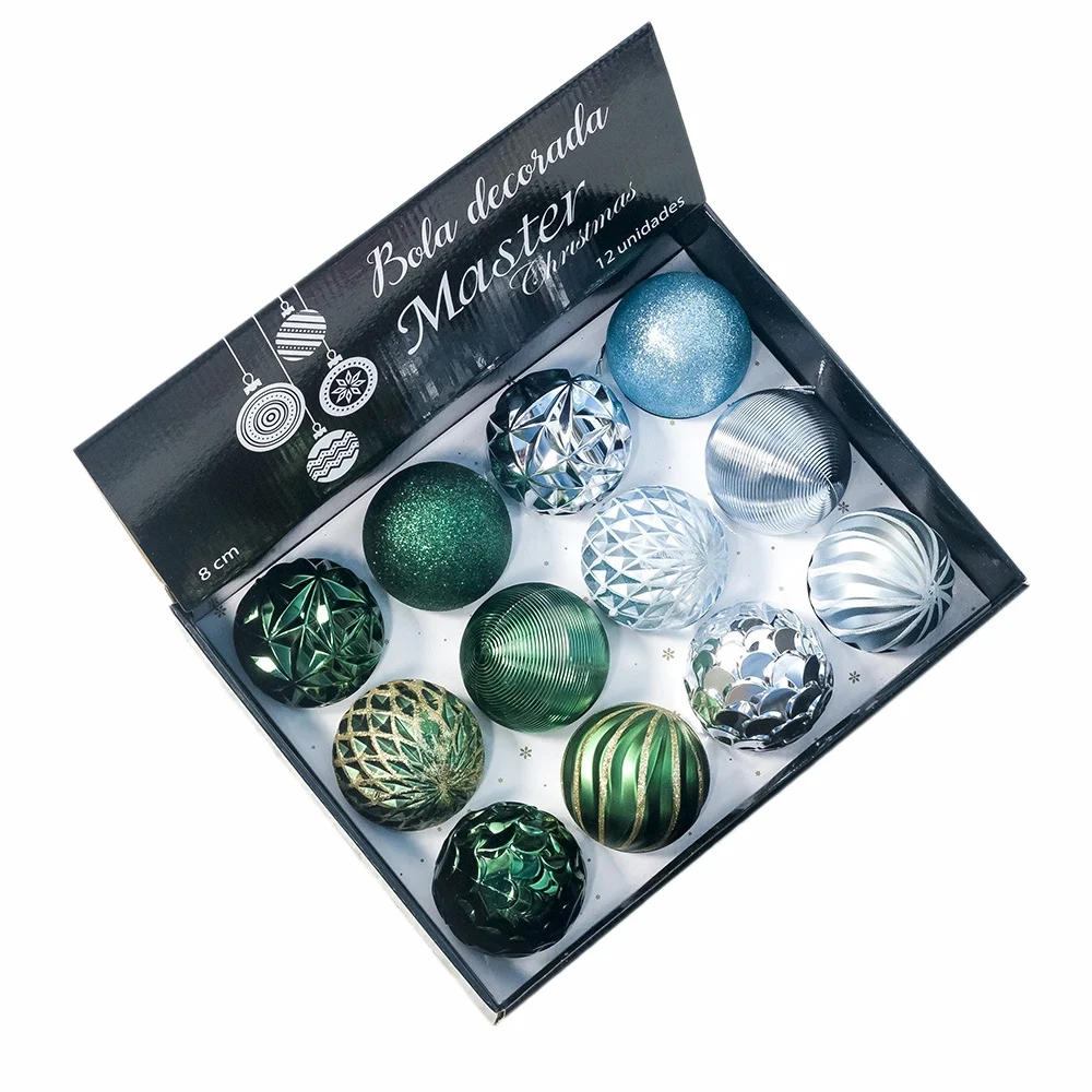 

12Pcs Christmas Tree Decor Ball 80Mm Bauble Xmas Party Hanging Ball Christmas Ball for Home Christmas Decorations H
