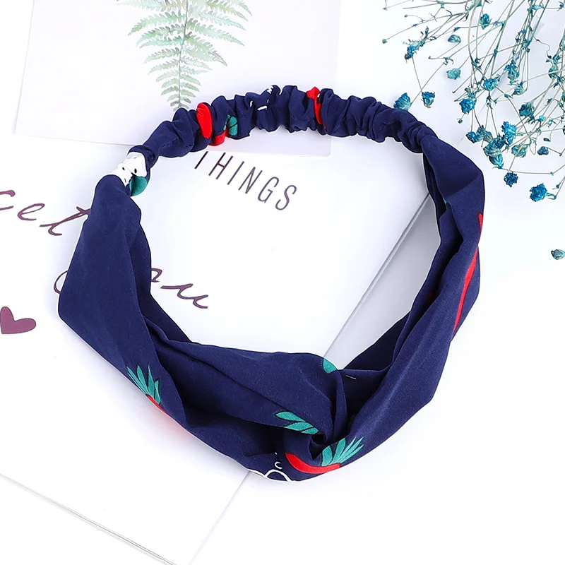 navy blue carrot Женские повязки на голову для девочек, широкая лента для волос, ткань, модные повязки на голову с фруктами и листьями, Вишневое кольцо для волос, повязка на голову для мытья лица, обруч для волос, 1 шт - Цвет: navy blue carrot