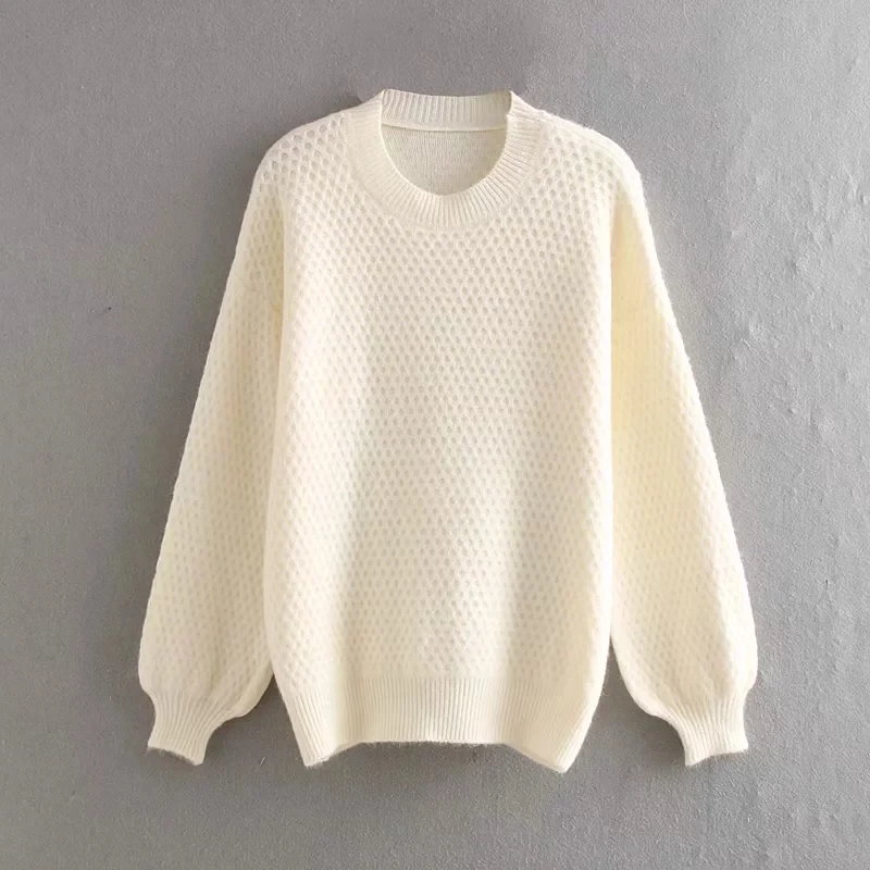 Свитер с рельефным узором для женщин, pull femme, элегантный дизайн, негабаритный свободный рукав-фонарик, винтажные разноцветные пуловеры, свитера, женские топы