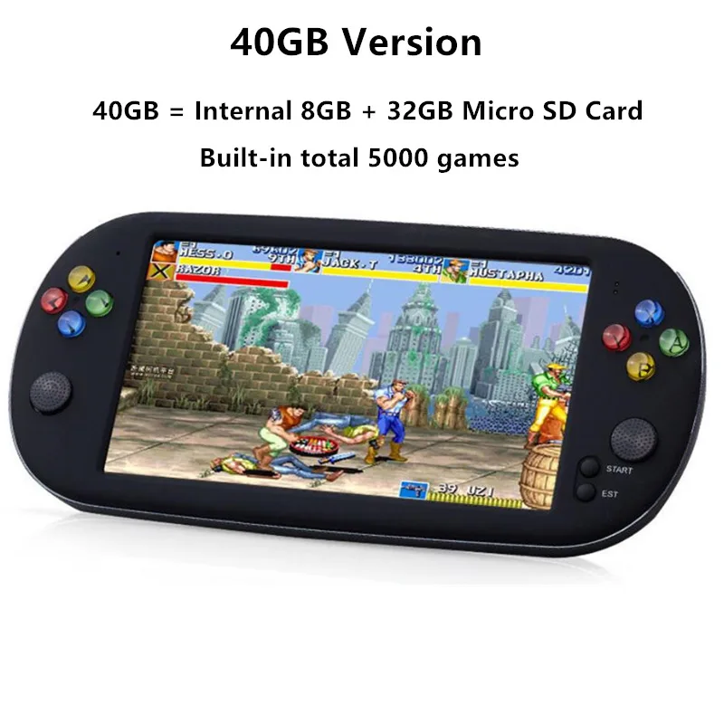 Upgrade X16 portable 7 inch screen video game console 40GB with 5000 free games 8/16/32/128 bit for Ps1 Arcade mame MD SMC games 