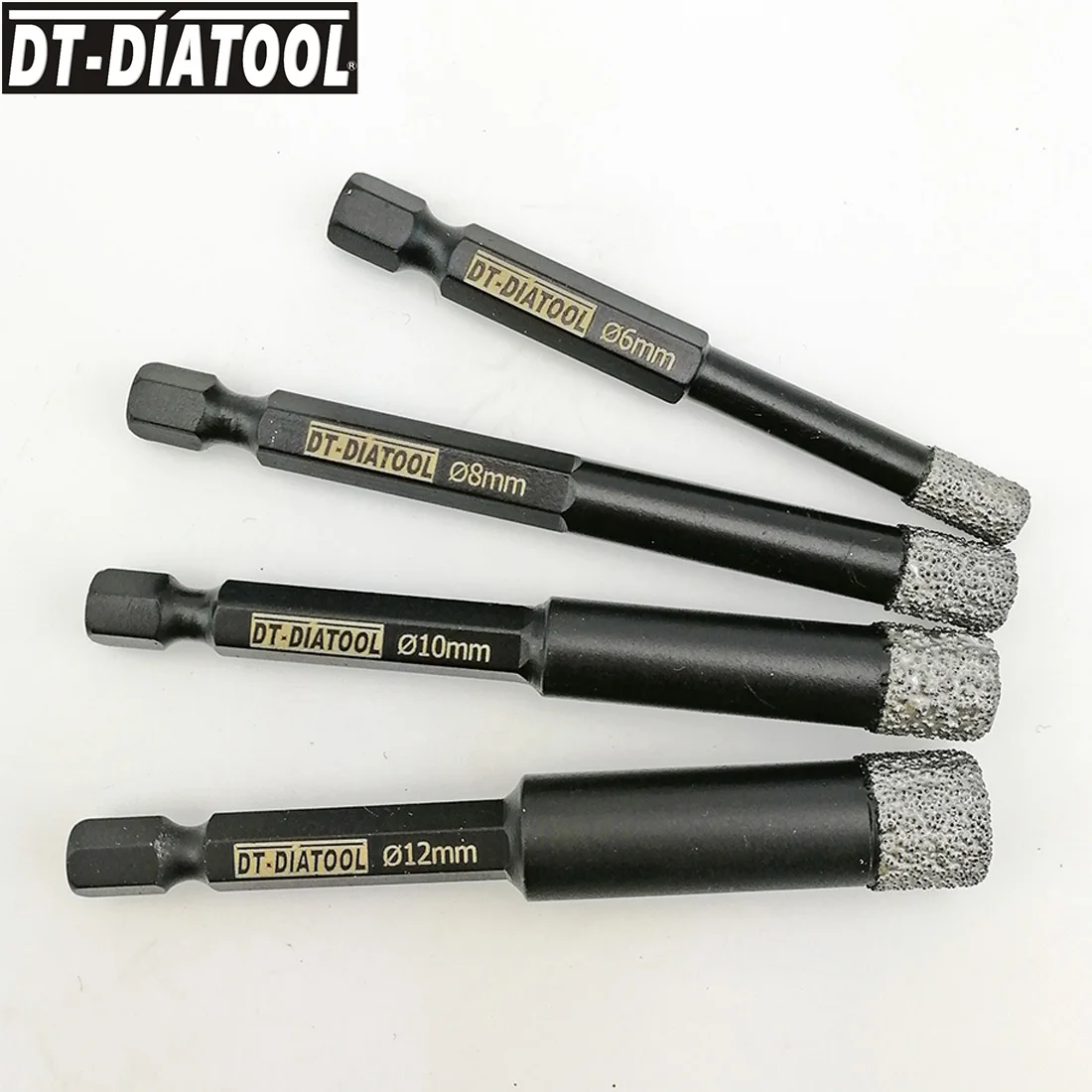 DT-DIATOOL 4pcs/set Quick-fit shank Dry Diamond drilling Core Bits Hole Saw Cutter For Granite & Marble or Stone Dia 6/8/10/12MM