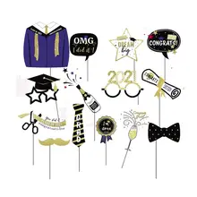 Caseta de fotos de graduación, accesorios, decoraciones para fiesta de graduación, pancarta de felicitación, globos de graduación, clase de 2021, 2021